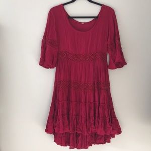 Free People red ruffled bell sleeve dress